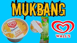 MUKBANG ICE CREAM WALLS POPULAIRE FRUITY MANGO amp ICE CREAM WALLS RASA MELON KELAPA [upl. by Tennos346]