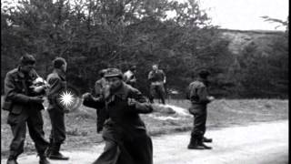 Liberated American POWs kick hit and throw things at newly captured German prisoHD Stock Footage [upl. by Enened]