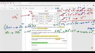 Write an overall equation for the reaction between zinc and VO2 ions to form the purple solution [upl. by Domini]