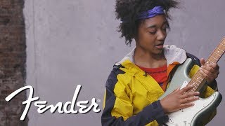 Melanie Faye Demos The Player Series Stratocaster®  Fender [upl. by Elleinad819]