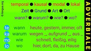 A1 A2 B1 B2 C1 Übungen tekamolo Adverbiale time reason kind place Zeit Grund Art Ort [upl. by Iilek]