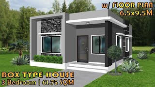 3 BEDROOM  BOX TYPE HOUSE DESIGN IDEA  65X95 M  SIMPLE HOUSE DESIGN [upl. by Sig]