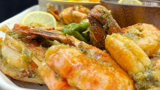 Gambas 🦐 Langouste 🦞grosse crevette 🍤 sauté avec une Salade Chaude [upl. by Atiuqat]