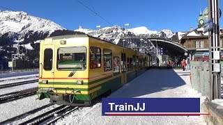 Wengen Switzerland  Wengernalpbahn  Züge am Bahnhof  Swiss Trains  WAB  Jungfrau [upl. by Vania]