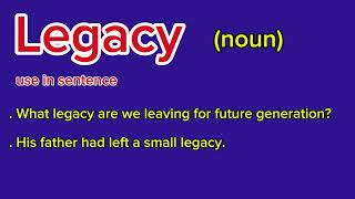 Legacy meaning in Hindi Urdu  learning english vocabulary with us [upl. by Trista]