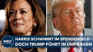 USWAHL 2024 Harris scheffelt SpendenMillionen  Trump führt hauchdünn  WELT Thema [upl. by Arriet]