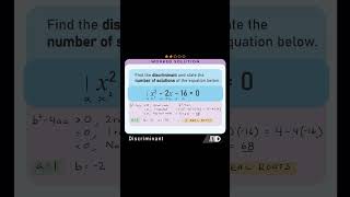 Use the DISCRIMINANT to find the number of ROOTS maths math mathematics mathskills mathsclass [upl. by Justicz]