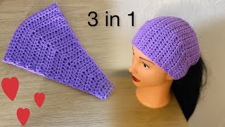 How to crochet 3 in 1 ear warmer  neck warmer  headband [upl. by Enahsed386]