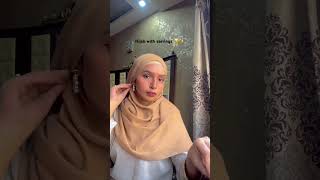 How to wear hijab with earrings ✨🥹hijabwithearringshijabstyle hijabtutorial hijabfashion hijab [upl. by Aihseyk]