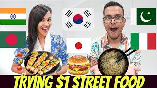 Trying 1 STREET Food From around the WORLD VS triggeredinsaan [upl. by Diane396]