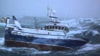 Terrifying images of fishing boat battered by 30ft waves in the far North Sea [upl. by Nosdivad915]