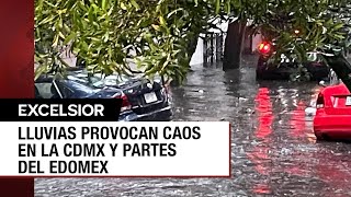 Se cayó el cielo en la CDMX y Edomex Fuertes lluvias dejan inundaciones y autos varados [upl. by Ahsienroc]