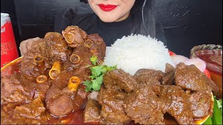 ASMR EATING SPICY MUTTON CURRYKALEJI CURRYWHITE RICESALAD FOOD VIDEOS [upl. by Eneliak904]