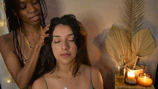 ASMR HEALING Massage Scalp Check Oil Treatment Hands Massage  She fell Asleep  Energy cleansing [upl. by Nnire]