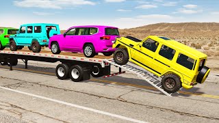 Flatbed Truck Mcqueen  Transportation with Truck  Pothole vs Car 193  BeamNGDrive [upl. by Ellehsor]