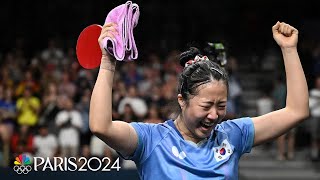 Shin Yubin bests Hirano Miu in a HIGHENERGY QF of table tennis  Paris Olympics  NBC Sports [upl. by Akema]