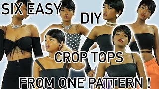 SIX easy diy crop tops from one pattern  Tube top  lettuce hem top  off the shoulder top [upl. by Zeiler]