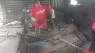 proses pembuatan pisau bahan baja bohler k110 bohler k110 steel knife manufacture [upl. by Cotter]