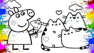 Peppa Wutz Deutsch 🎨 How to draw Peppa Pig and Cats 😻 Peppa Coloring book [upl. by Aniroc]