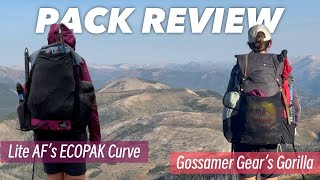 Gossamer Gear’s 50L Gorilla and Lite AF’s ECOPAK 40L Curve Review  Packs I used on the CDT [upl. by Showker]