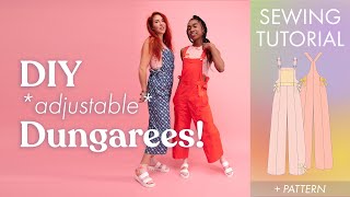 DIY adjustable DUNGAREES ☆ sewing tutorial  pattern [upl. by Ardnaxila]