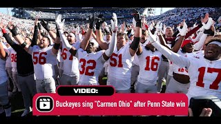 Buckeyes celebrate topfive win at Penn State with the fans and Carmen Ohio [upl. by Kra668]