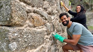 Finalizando a parede de pedra da nossa casa em Portugal [upl. by Glenden]