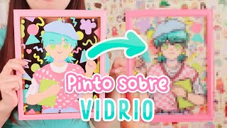 Pinto sobre vidrio TUTORIAL 💙  Glass painting [upl. by Nowtna868]