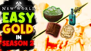 EASY Gold Through Farming Crafting amp Trading in New World Season 2 [upl. by Sonafets]