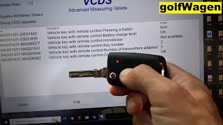 VCDS remote key button test MQB VW Golf 7 [upl. by Reel507]