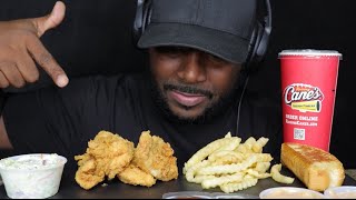 ASMR MUKBANG RAISING CANES CHICKEN FINGER BOX COMBO NO TALKING TCASMR [upl. by Nede]