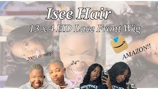 Affordable Wig  ISEE hair from AMAZON 200 DENSITY 13x4 Natural Hair [upl. by Vasya]