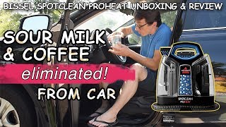 BISSELL SpotClean PROHEAT  Steam and Carpet Cleaner  Spoiled Milk Out of Car [upl. by Yleek]