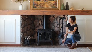 DIY Faux Stone Fireplace Build  Field Stone Cottage Stove Fireplace Surround [upl. by Craggie]