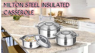 Milton Galaxia Insulated Stainless Steel Casseroles Review  Milton Steel Hot box Unboxing ✨ [upl. by Dorrej]