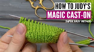 How to knit Judys magic caston  Stepbystep for beginners slowmotion [upl. by Marlo758]