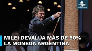 Milei devalúa moneda argentina a 800 pesos por dólar [upl. by Ahsikit]