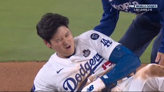 Shohei Ohtani hurt his shoulder sliding into 2nd base [upl. by Eetnuahs]