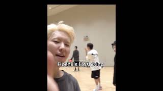 Hoshi being Hoshi and Woozi’s judgment 😆🐯🍚seventeen practice lovemoneyfame hoshi woozi [upl. by Anrehs]