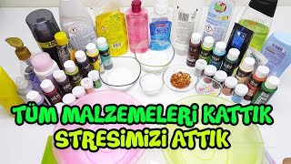 Tüm Malzemeleri Kattık Stresimizi Attık  Slime Challenge  Slime Stres Topu Yaptık [upl. by Damara559]