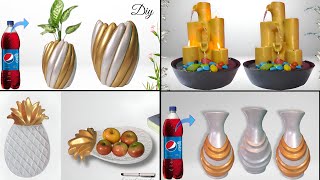 Flower vase making from cement  plastic bottle flower vase making [upl. by Rainwater]