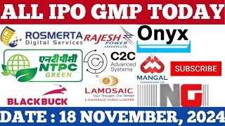 ALL IPO GMP 🚀C2C ADVANCE SYSTEMS GMP🚀NTPC ONYX IPO RAJESH POWER ALL UPDATED GMP l [upl. by Aran498]