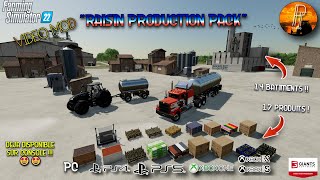 VIDEO MOD FS22 17 produits 14 batiments1 mod  RAISIN PRODUCTION PACK PS5 FARMING SIMULATOR 22 [upl. by Alemac]