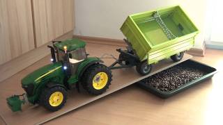 bruder rc john deere fliegl drei seiten kipper  led licht [upl. by Suinuj]