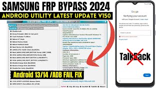 SAMSUNG FRP BYPASS ADB FAIL FIX 2024  ALL SAMSUNG FRP BYPASS ANDROID 13 WITHOUT TALKBACK [upl. by Graehl]