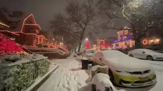 NYC LIFE 2020  Snow Walk Christmas in Dyker heightBrooklyn New York Dec16 [upl. by Enyaz635]