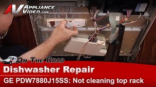 GE Dishwasher Repair  Not Cleaning Top Rack  Dispenser Assembly [upl. by Naivatco]