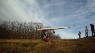 Hang Gliding Elizabethville PA 172012 Launches in plus 15 mph winds [upl. by Lerrehs878]