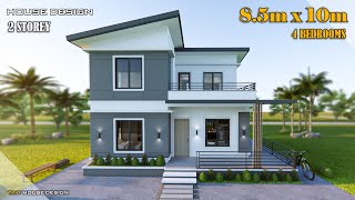 House Design 2 Storey  850m x 10m 85 sqm  4 Bedrooms [upl. by Eetnwahs]