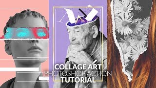 Collage Art Photoshop Action  Tutorial [upl. by Airahcaz487]